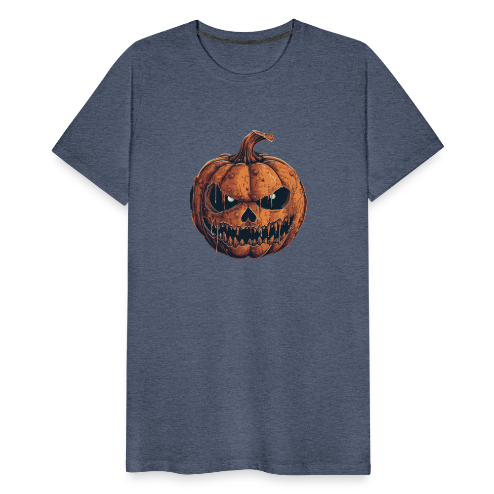 Gruseliger Horror Kürbis -Happy Halloween - Männer Premium T-Shirt - Blau meliert