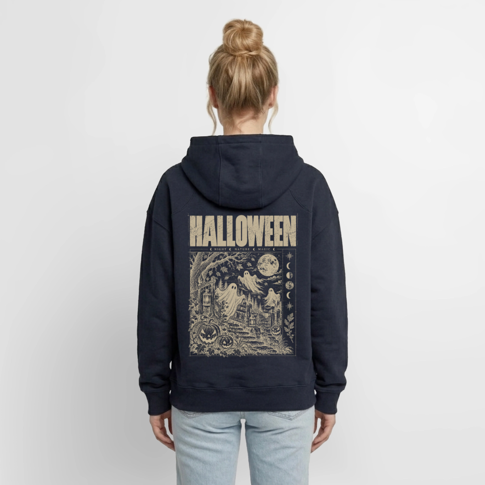 Halloween Night – Oversized Unisex Zip-Hoodie - Navy