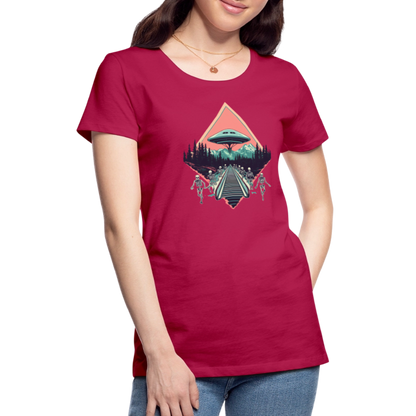 Retro UFO 80er Jahre Motiv - Frauen Premium T-Shirt - by Artful Alchemist