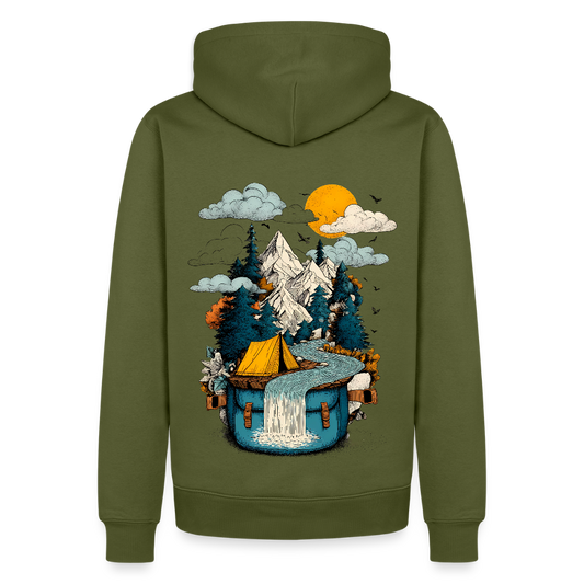 World in a Pack – Adventure Surrealism - Männer Premium Hoodie - by Artful Alchemist