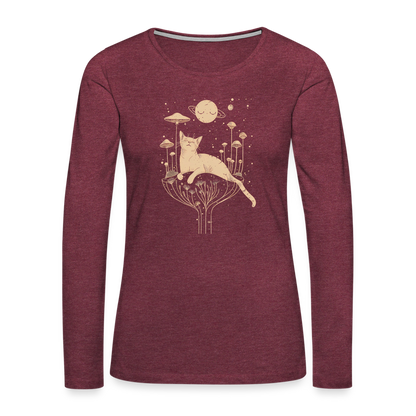 Surreales Katzen Motiv im Kosmos - Frauen Premium Langarmshirt - by Artful Alchemist