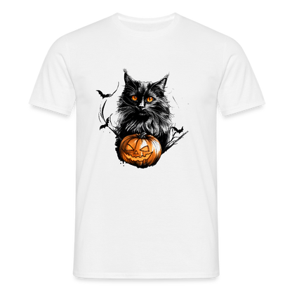 Schwarze Katze mit Halloween Kürbis - Männer T-Shirt - by Artful Alchemist