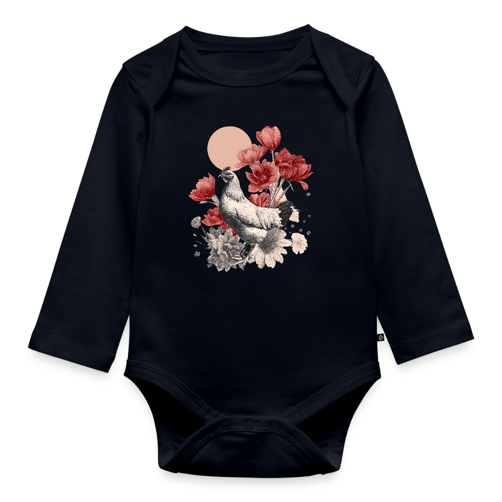 Vintage Boho Blossom Chicken - Baby Bio-Langarm-Body - by Artful Alchemist