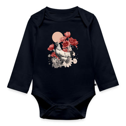 Vintage Boho Blossom Chicken - Baby Bio-Langarm-Body - by Artful Alchemist