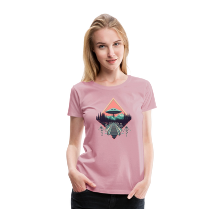 Retro UFO 80er Jahre Motiv - Frauen Premium T-Shirt - by Artful Alchemist