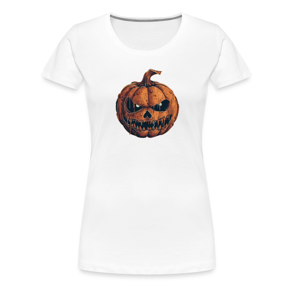 Gruseliger Horror Kürbis -Happy Halloween - Frauen Premium T-Shirt - Weiß