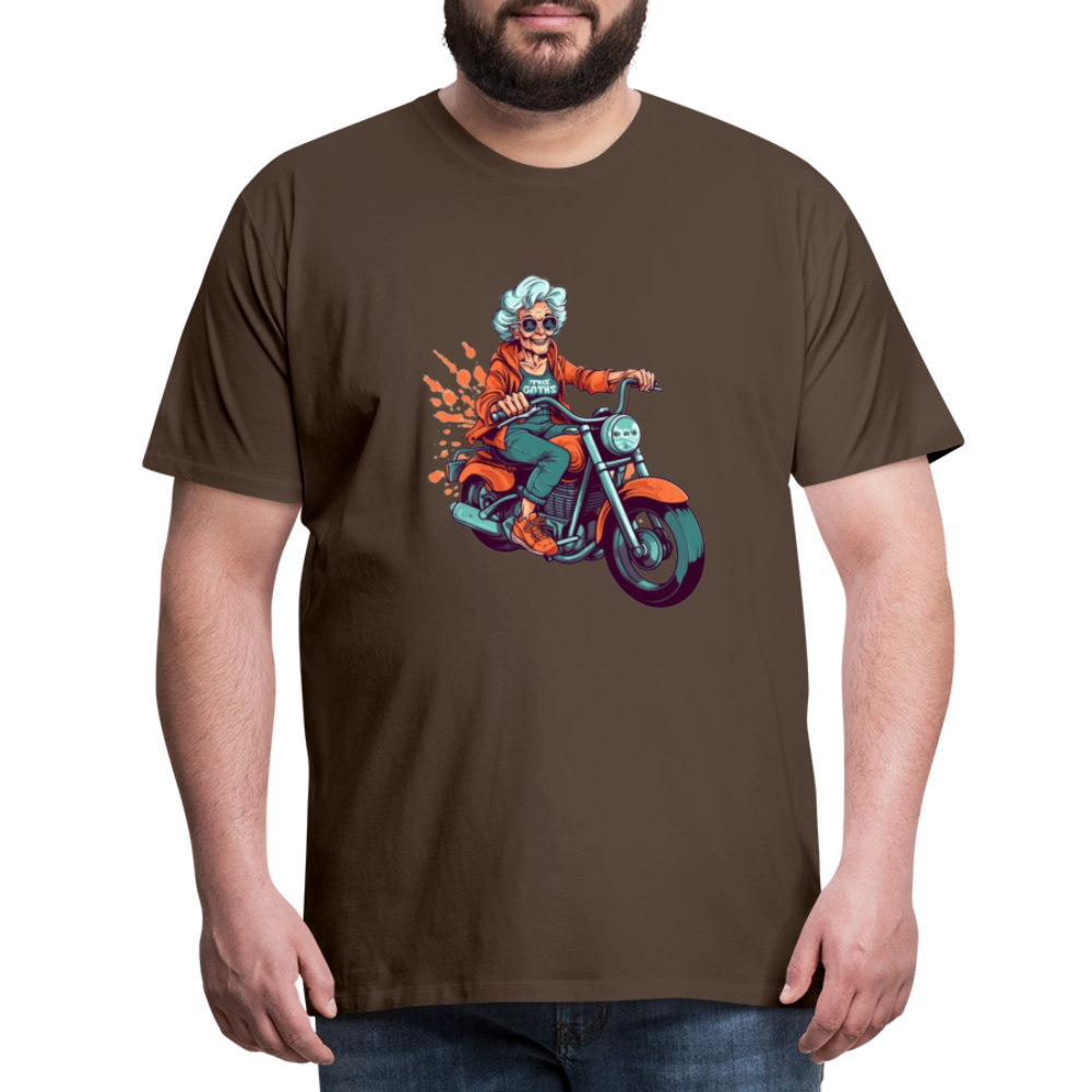 Coole alte Biker Oma - Motorrad Omi  - Männer T-Shirt - Edelbraun