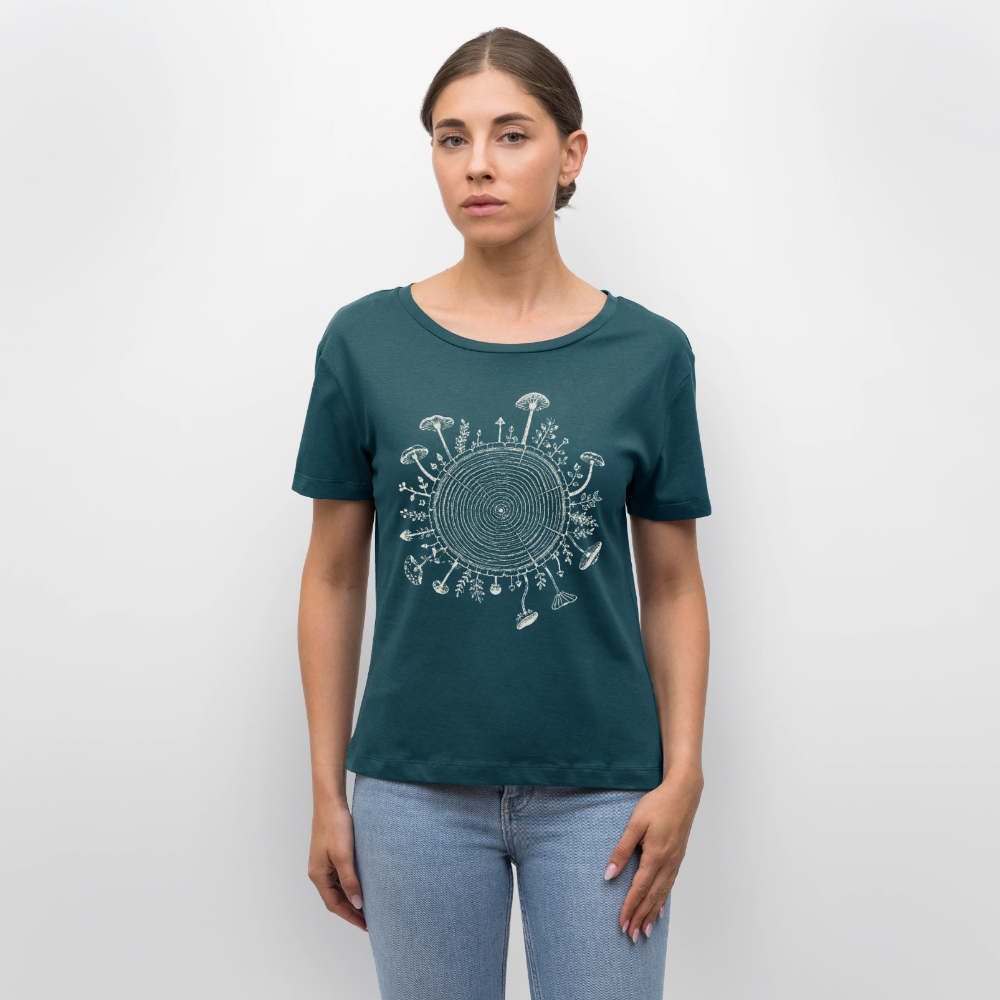 Baumringe & Pilze - Stanley/Stella Relaxed Rundhals Frauen Bio-T-Shirt SERENA - Dunkles Petrol