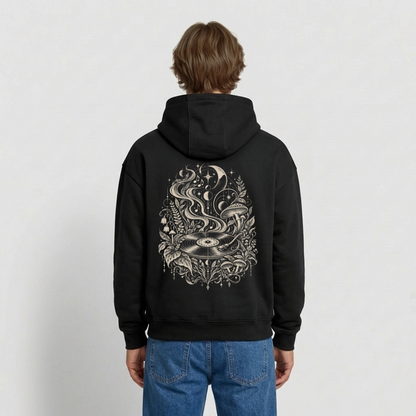Moonlight Vinyl – Oversized Heavyweight Unisex Hoodie - Schwarz