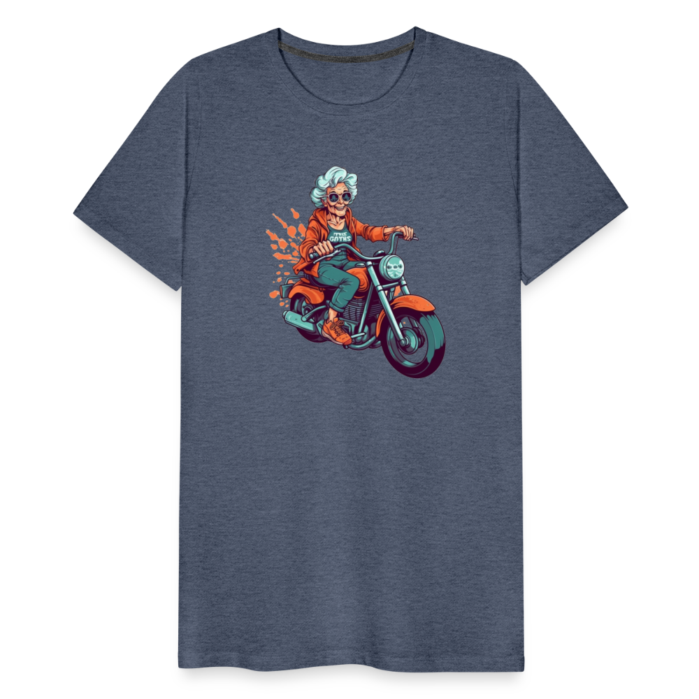 Coole alte Biker Oma - Motorrad Omi  - Männer T-Shirt - Blau meliert