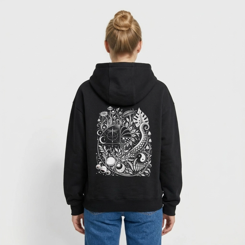 Nature Spiral – Oversized Heavyweight Unisex Hoodie - Schwarz