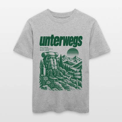Unterwegs – RELAXED FIT Unisex Organic T-Shirt - Grau meliert