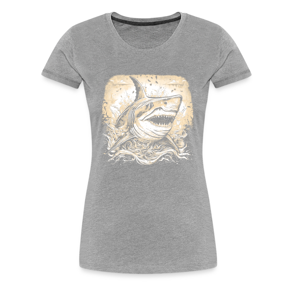 Cooler Retro Hai - Frauen Premium T-Shirts - Grau meliert