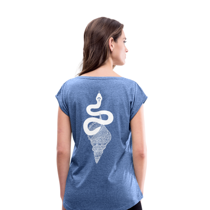 Kosmosschlange im Schneckenhaus - Frauen Shirt mit gerollten Ärmeln - by Artful Alchemist