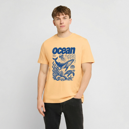 Ocean – Relaxed Fit Unisex Bio-T-Shirt mit Wal und Meerestieren - Hellgelb