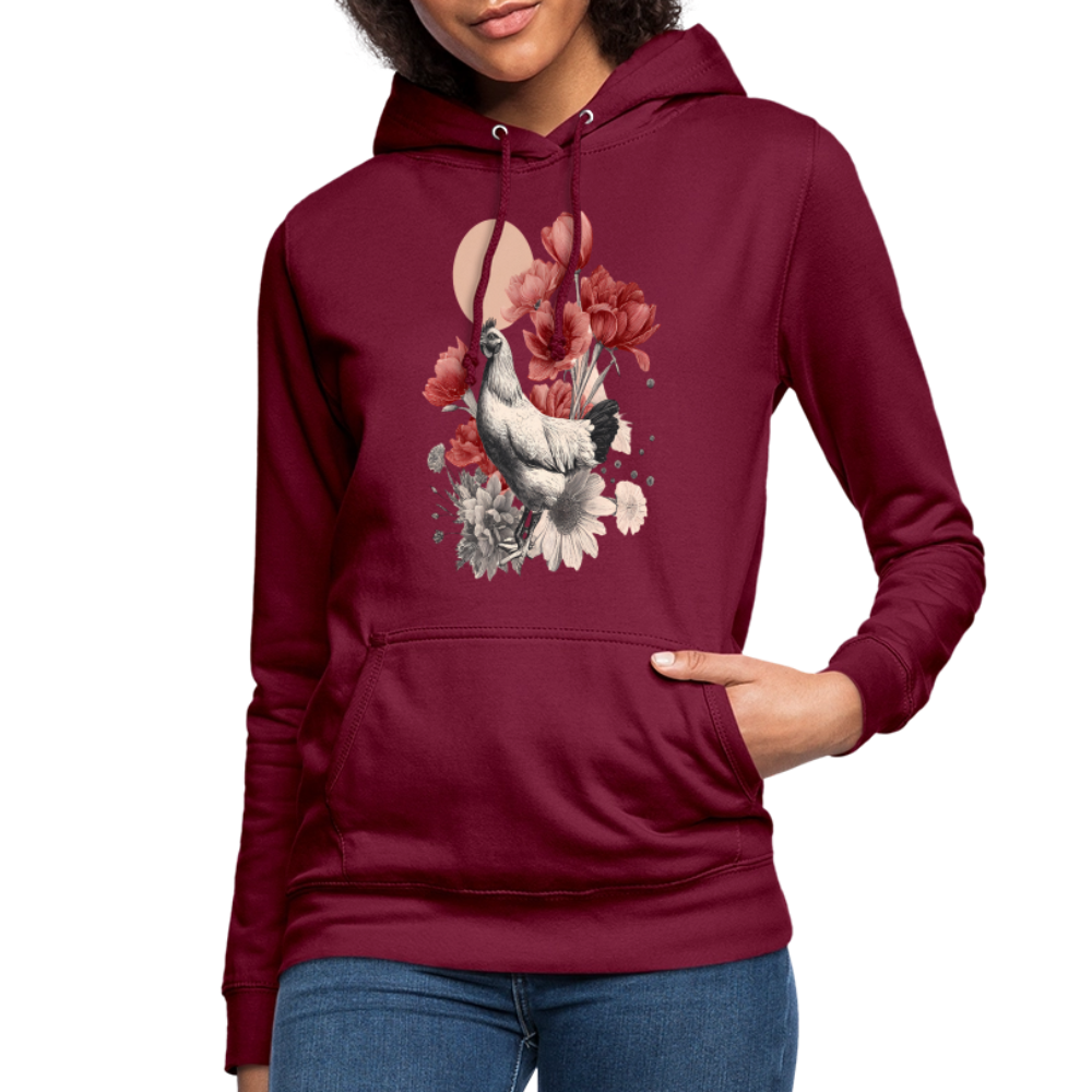 Vintage Boho Blossom Chicken - Frauen Hoodie - by Artful Alchemist