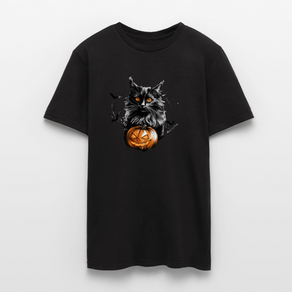 Schwarze Katze mit Halloween Kürbis - Männer T-Shirt - by Artful Alchemist