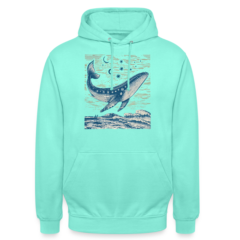 Kosmischer Wal – Retro Ocean Art - Unisex Hoodie - Mint
