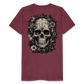 Boho Totenkopf mit Tattoos und Blumen - Männer Premium T-Shirt - Bordeauxrot meliert