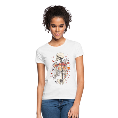 Skelett mit zarten Blumen im Boho Look - Frauen T-Shirt - by Artful Alchemist