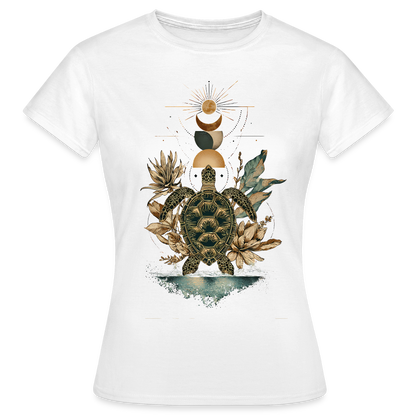 Sacred Turtle – Mondphasen - Frauen T-Shirt - Weiß