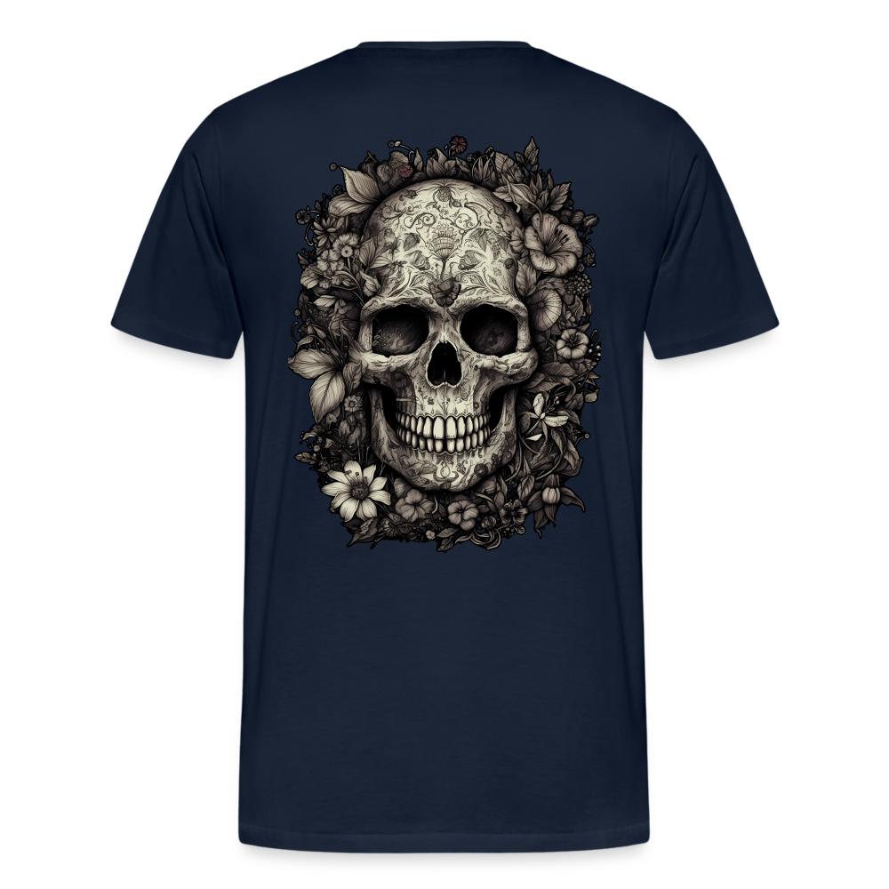 Boho Totenkopf mit Tattoos und Blumen - Männer Premium T-Shirt - Navy