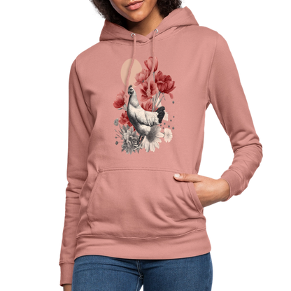 Vintage Boho Blossom Chicken - Frauen Hoodie - by Artful Alchemist