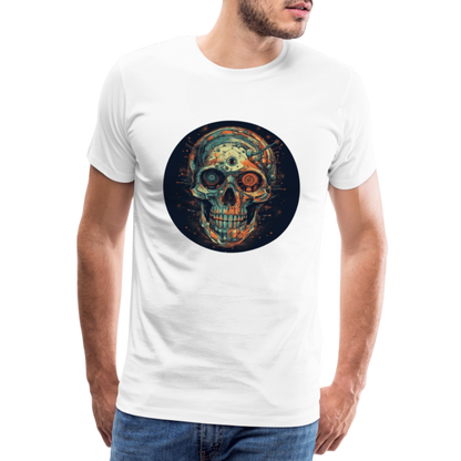 Retro Futuristischer Totenkopf Skull Cyborg- Männer Premium T-Shirt - by Artful Alchemist