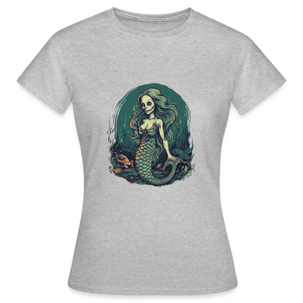 Comic Ghul Zombie Meerjungfrau - Frauen T-Shirt - Grau meliert