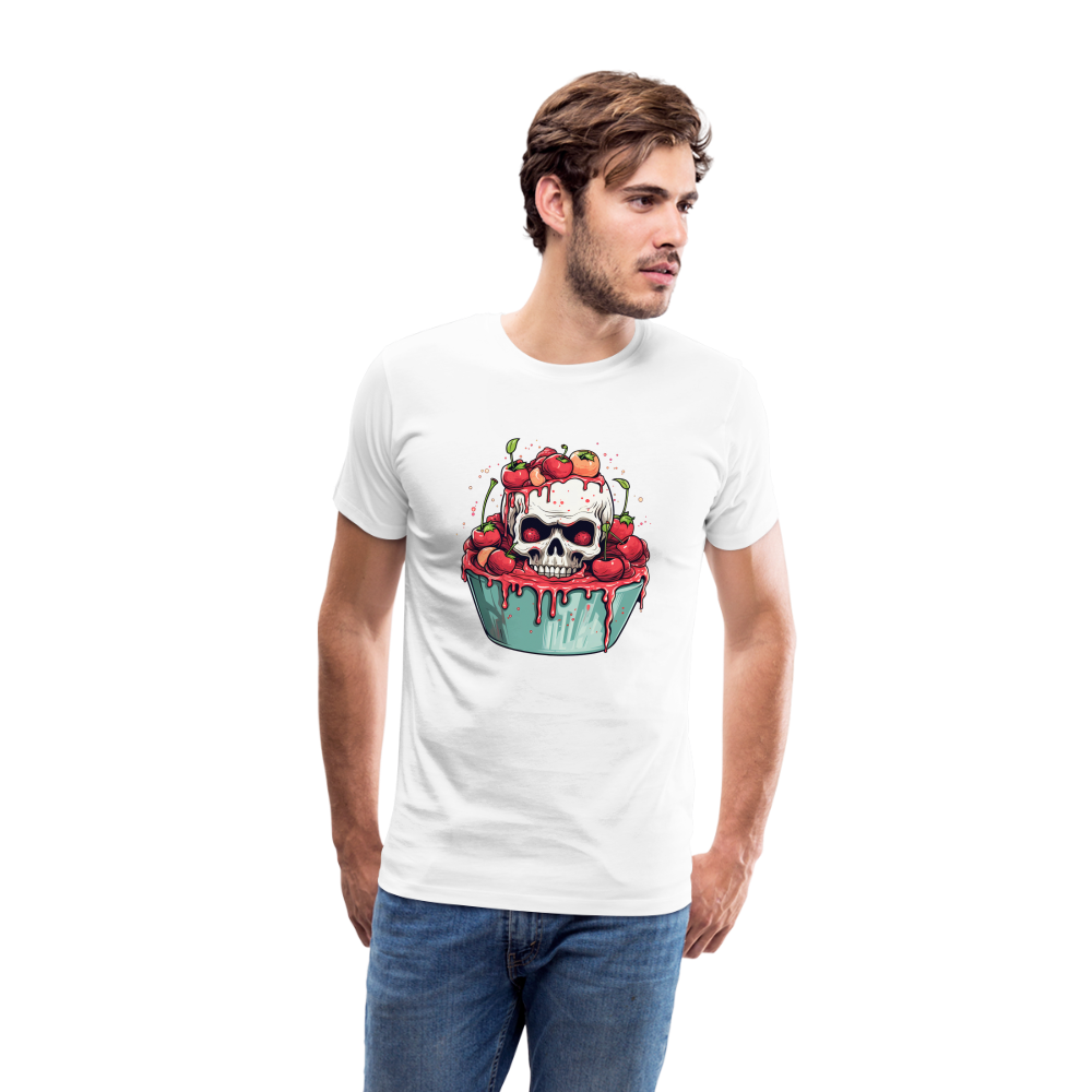 Gruseliges Horror Kirschtörtchen - Happy Halloween - Männer Premium T-Shirt - Weiß