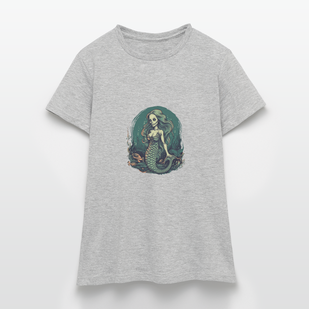 Comic Ghul Zombie Meerjungfrau - Frauen T-Shirt - Grau meliert