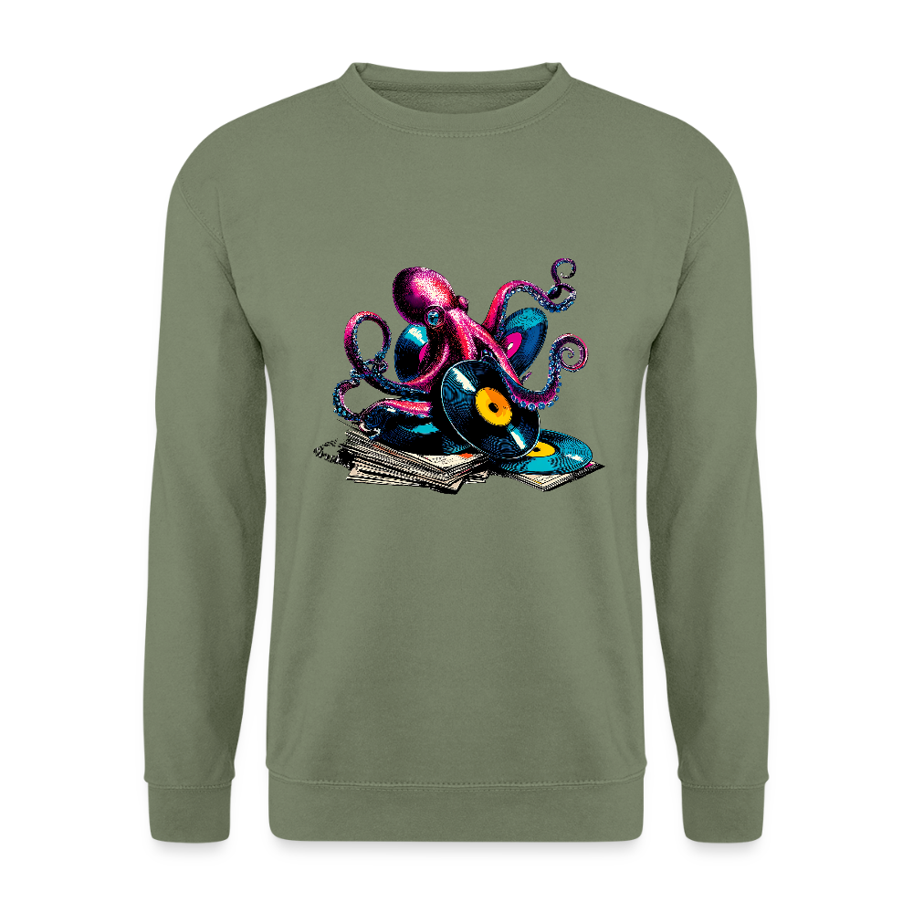 DJ Oktopus – Wenn Tiefsee auf Vinyl trifft - Unisex Pullover - Armeegrün
