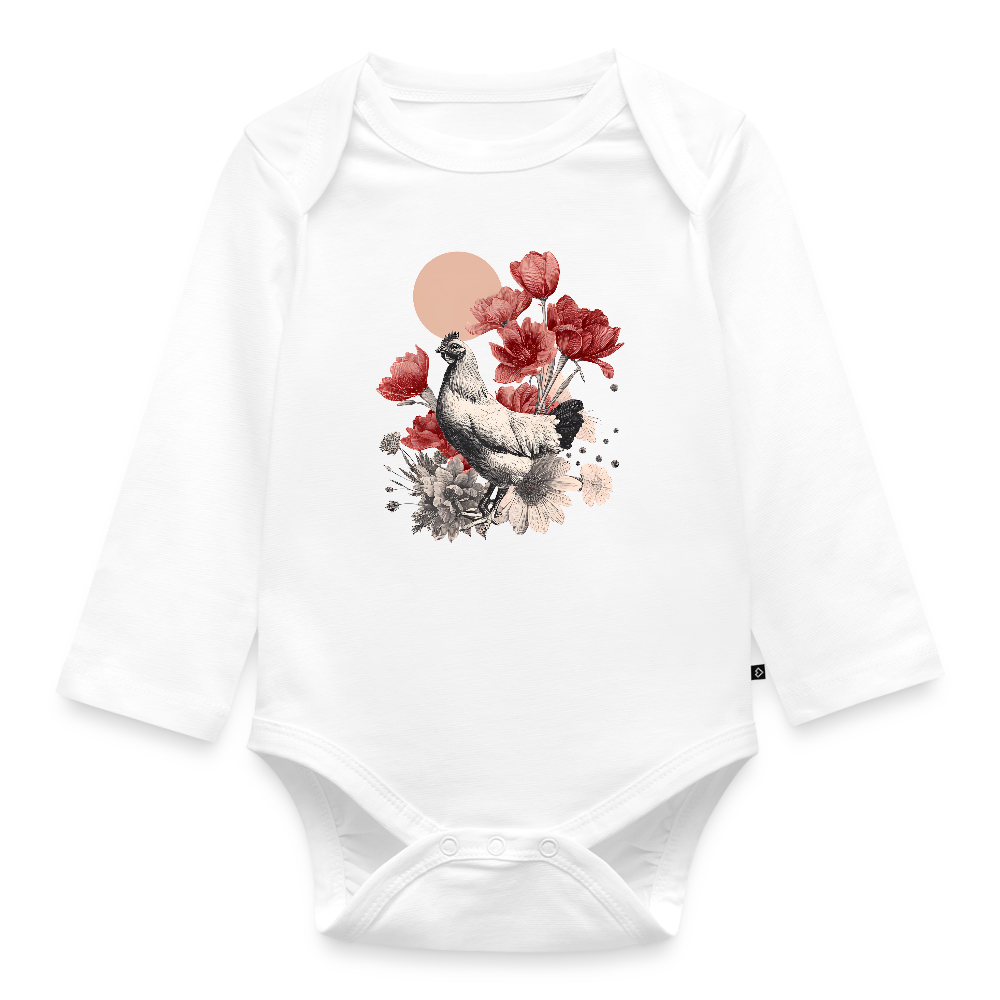 Vintage Boho Blossom Chicken - Baby Bio-Langarm-Body - by Artful Alchemist
