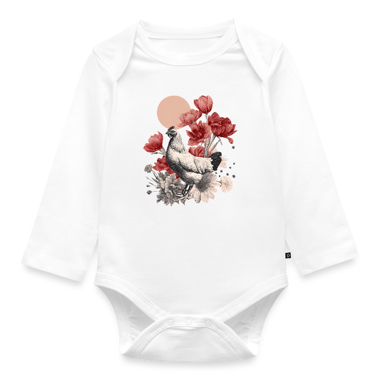 Vintage Boho Blossom Chicken - Baby Bio-Langarm-Body - by Artful Alchemist