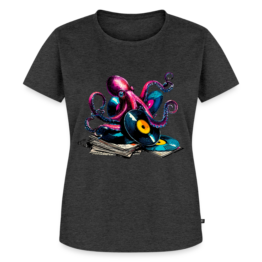 DJ Oktopus – Wenn Tiefsee auf Vinyl trifft - Frauen Premium T-Shirt - Anthrazit meliert