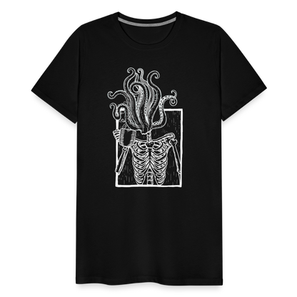 Kaffee trinkendes Skelett mit Tentakel Kopf - Männer Premium T-Shirt - by Artful Alchemist