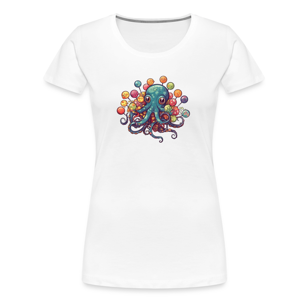 Lustiger Comic Oktopus mit Lollipops - Frauen Premium T-Shirts - Weiß