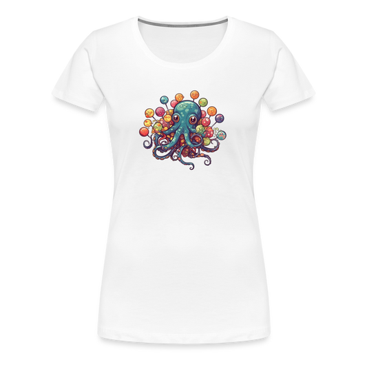 Lustiger Comic Oktopus mit Lollipops - Frauen Premium T-Shirts - Weiß