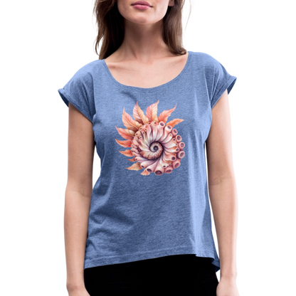 Fedriger Tentakel Nautilus - Goldener Schnitt - Frauen T-Shirt mit gerollten Ärmeln - by Artful Alchemist