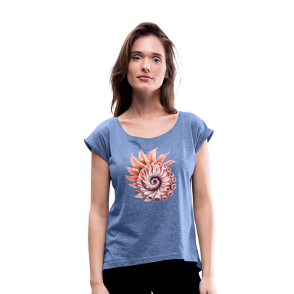 Fedriger Tentakel Nautilus - Goldener Schnitt - Frauen T-Shirt mit gerollten Ärmeln - by Artful Alchemist