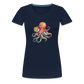 Lustiger Comic Oktopus mit Lollipop - Frauen Premium T-Shirts - Navy