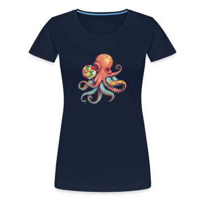 Lustiger Comic Oktopus mit Lollipop - Frauen Premium T-Shirts - by Artful Alchemist