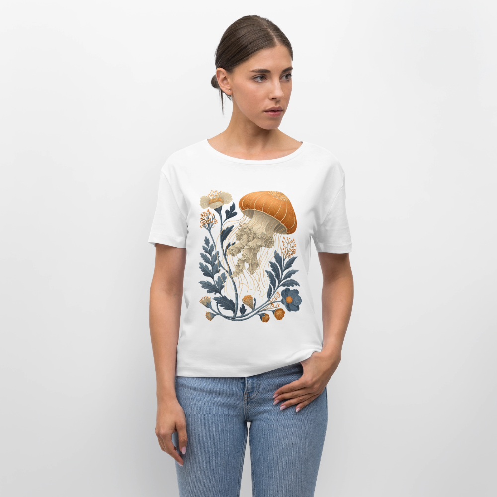 Floral Jellyfish - Stanley/Stella Relaxed Rundhals Frauen Bio-T-Shirt SERENA - Weiß