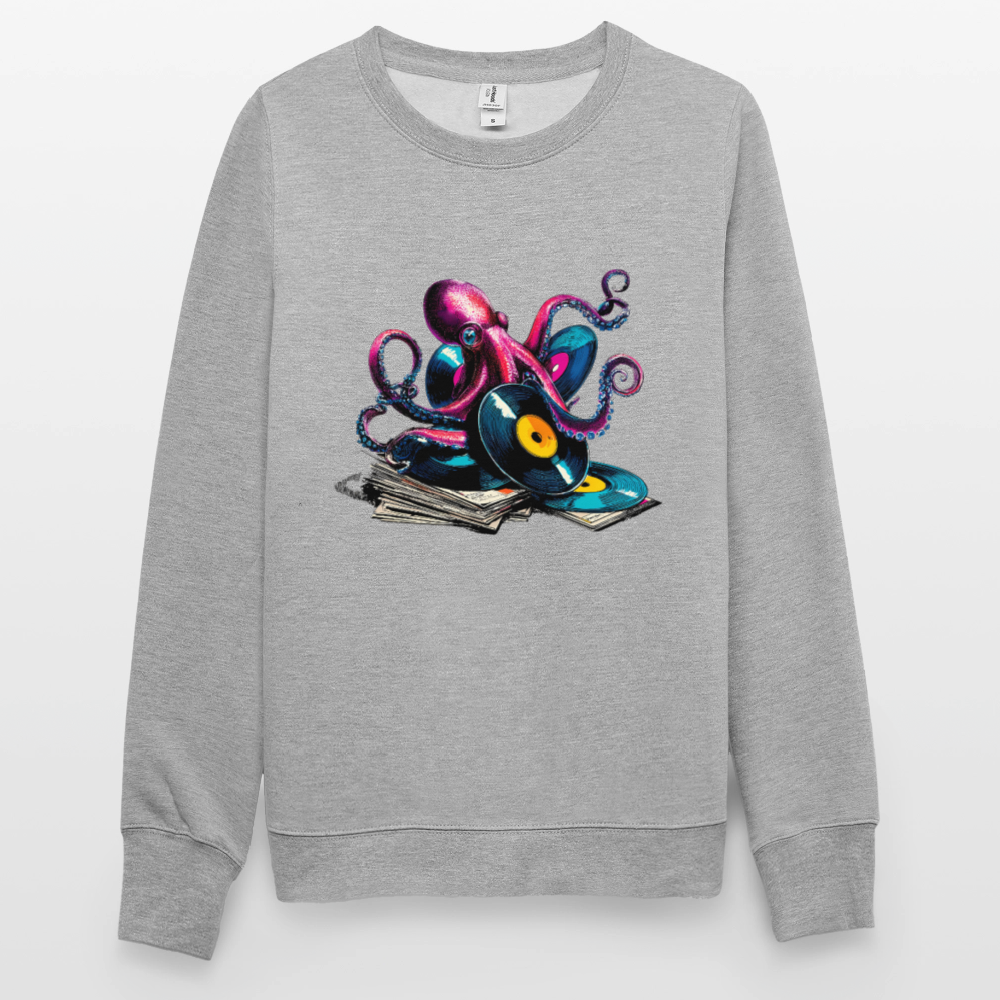 DJ Oktopus – Wenn Tiefsee auf Vinyl trifft - Unisex Pullover - Weißgrau meliert