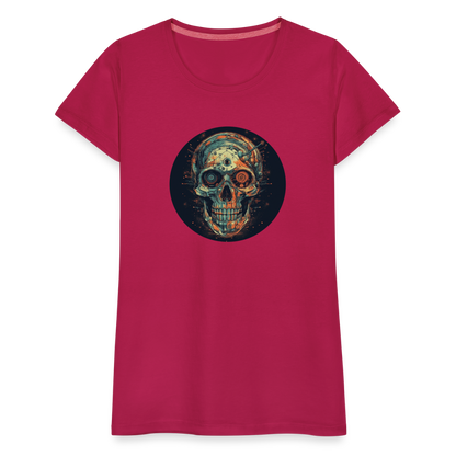 Retro Futuristischer Totenkopf Skull Cyborg- Frauen Premium T-Shirt - by Artful Alchemist