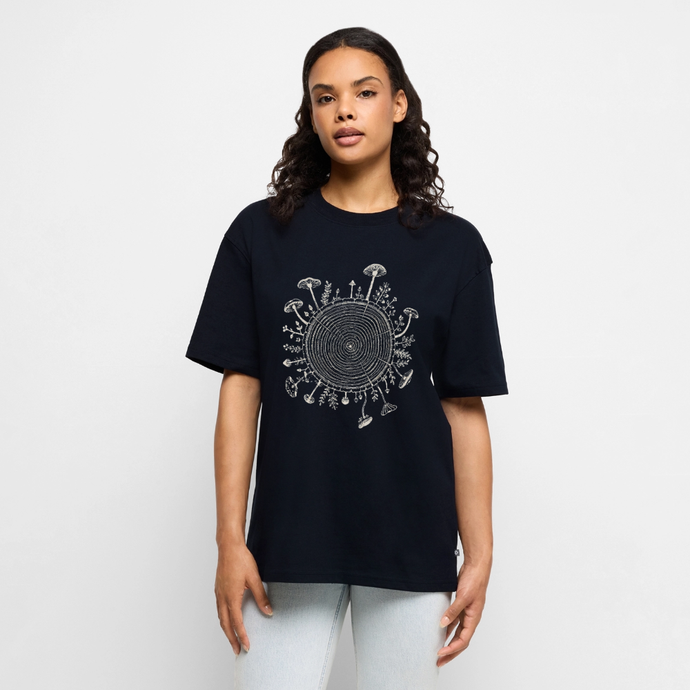 Baumringe & Pilze - Unisex Premium Oversized Bio T-Shirt - Navy