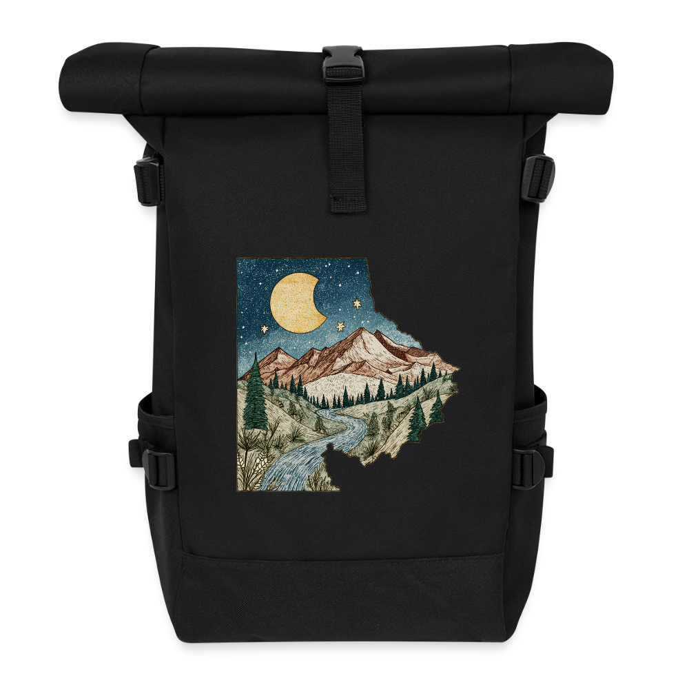 Nightfall Peaks – Vintage Mountain - Rolltop Rucksack - by Artful Alchemist
