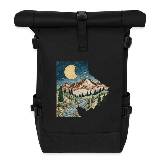 Nightfall Peaks – Vintage Mountain - Rolltop Rucksack - by Artful Alchemist