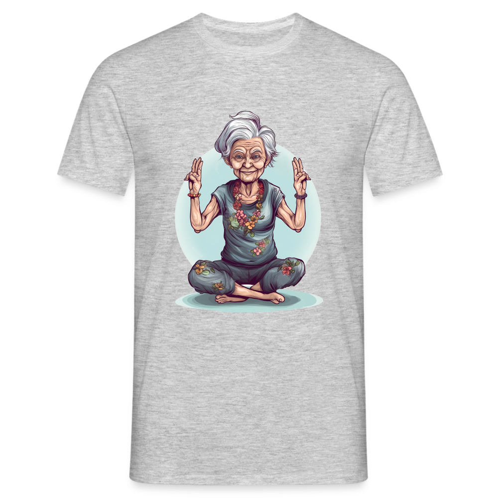 Coole Yoga Oma - Meditation im besten Alter  - Männer T-Shirt - Grau meliert