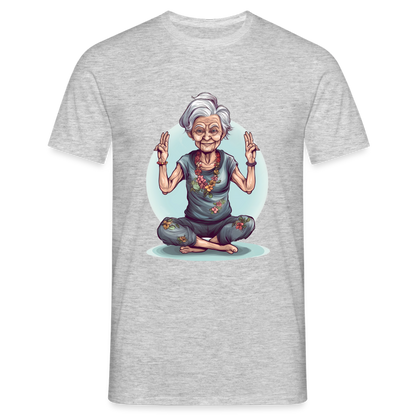 Coole Yoga Oma - Meditation im besten Alter  - Männer T-Shirt - Grau meliert